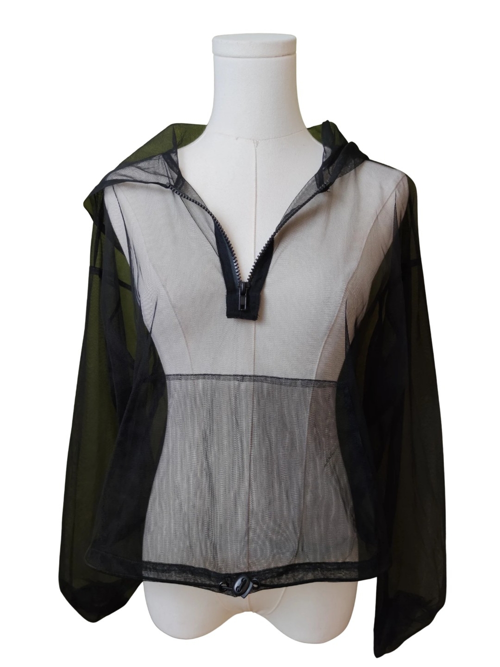Shinestar Sheer Mesh Hooded Top